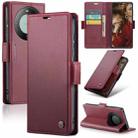 For Huawei Mate 60 Pro / 60 Pro+ CaseMe 023 Butterfly Buckle Litchi Texture RFID Anti-theft Leather Phone Case(Wine Red) - 1