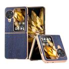 For OPPO Find N3 Flip Nano Plating Wood Texture PU Phone Case(Blue) - 1