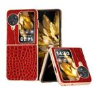 For OPPO Find N3 Flip Crocodile Texture Genuine Leather Nano Electroplating Phone Case(Red) - 1
