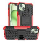 For  iPhone 15 Plus Tire Texture TPU + PC Phone Case with Holder(Red) - 1