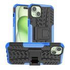 For  iPhone 15 Plus Tire Texture TPU + PC Phone Case with Holder(Blue) - 1