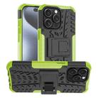 For  iPhone 15 Pro Max Tire Texture TPU + PC Phone Case with Holder(Green) - 1