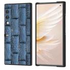 For Honor V Purse Genuine Leather Mahjong Pattern Black Edge Phone Case(Blue) - 1