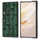 For Honor V Purse Genuine Leather Mahjong Pattern Black Edge Phone Case(Green) - 1