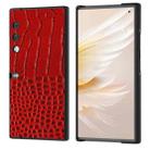 For Honor V Purse Genuine Leather Crocodile Pattern Black Edge Phone Case(Red) - 1