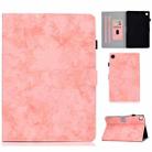 For Samsung Galaxy Tab A9 Marble Style Cloth Texture Smart Leather Tablet Case(Pink) - 1