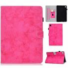 For Samsung Galaxy Tab A9 Marble Style Cloth Texture Smart Leather Tablet Case(Rose Red) - 1