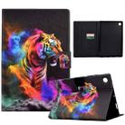 For Samsung Galaxy Tab A9 Colored Drawing Smart Leather Tablet Case(Color Tiger) - 1