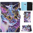 For Samsung Galaxy Tab A9+ Colored Drawing Sewing Smart Leather Tablet Case(Colorful Cat) - 1