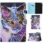For Samsung Galaxy Tab A9 Colored Drawing Sewing Smart Leather Tablet Case(Colorful Cat) - 1