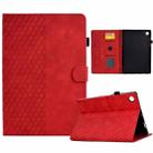 For Samsung Galaxy Tab A9+ Rhombus Embossed Leather Tablet Case(Red) - 1