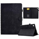 For Samsung Galaxy Tab A9+ Rhombus Embossed Leather Tablet Case(Black) - 1