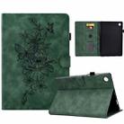 For Samsung Galaxy Tab A9+ Peony Butterfly Embossed Leather Smart Tablet Case(Green) - 1