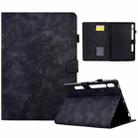 For Samsung Galaxy Tab S10 FE+ Peony Butterfly Embossed Leather Smart Tablet Case(Black) - 1