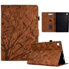 For Samsung Galaxy Tab A9 Fortune Tree Embossed Leather Smart Tablet Case(Brown) - 1