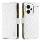 For Xiaomi Redmi Note 13 Pro+ 5G Diamond Lattice Zipper Wallet Leather Flip Phone Case(White) - 1