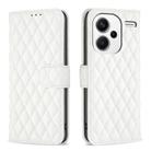 For Xiaomi Redmi Note 13 Pro+ 5G Diamond Lattice Wallet Leather Flip Phone Case(White) - 1