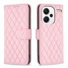 For Xiaomi Redmi Note 13 Pro+ 5G Diamond Lattice Wallet Leather Flip Phone Case(Pink) - 1