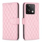 For Xiaomi Redmi Note 13 Diamond Lattice Wallet Leather Flip Phone Case(Pink) - 1