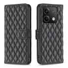 For Xiaomi Redmi Note 13 Diamond Lattice Wallet Leather Flip Phone Case(Black) - 1