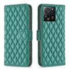 For Xiaomi 13T / 13T Pro / Redmi K60 Ultra Diamond Lattice Wallet Leather Flip Phone Case(Green) - 1