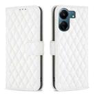 For Xiaomi Redmi 13C Diamond Lattice Wallet Leather Flip Phone Case(White) - 1