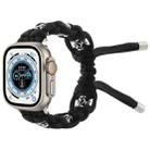 For Apple Watch Ultra 2 49mm Silk Silver Beads Braided Watch Band(Black) - 1