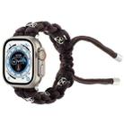 For Apple Watch Ultra 2 49mm Silk Silver Beads Braided Watch Band(Coffee) - 1