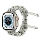 For Apple Watch Ultra 2 49mm Silk Silver Beads Braided Watch Band(Grey) - 1
