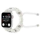 For Apple Watch Series 9 41mm Silk Silver Beads Braided Watch Band(White) - 1