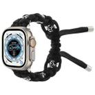 For Apple Watch Ultra 49mm Silk Silver Beads Braided Watch Band(Black) - 1