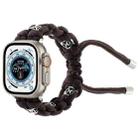 For Apple Watch Ultra 49mm Silk Silver Beads Braided Watch Band(Coffee) - 1