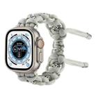 For Apple Watch Ultra 49mm Silk Silver Beads Braided Watch Band(Grey) - 1