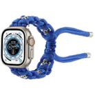 For Apple Watch Ultra 49mm Silk Silver Beads Braided Watch Band(Blue) - 1