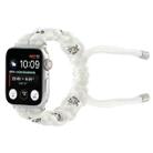 For Apple Watch Series 8 41mm Silk Silver Beads Braided Watch Band(White) - 1