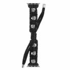 For Apple Watch Series 7 45mm Silk Silver Beads Braided Watch Band(Black) - 2
