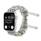For Apple Watch SE 40mm Silk Silver Beads Braided Watch Band(Grey) - 1