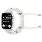For Apple Watch SE 44mm Silk Silver Beads Braided Watch Band(White) - 1