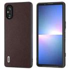 For Sony Xperia 5 V ABEEL Genuine Leather Elegant Black Edge Phone Case(Coffee) - 1