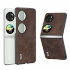 For Huawei P60 Pocket ABEEL PU Leather Black Edge Phone Case(Coffee) - 1