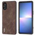 For Sony Xperia 5 V ABEEL PU Leather Black Edge Phone Case(Coffee) - 1