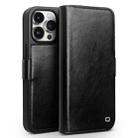 For iPhone 15 Pro QIALINO Classic 103 Buckle Genuine Leather Phone Case(Black) - 1