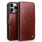 For iPhone 15 Pro QIALINO Classic 103 Buckle Genuine Leather Phone Case(Brown) - 1