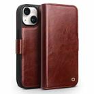 For iPhone 15 Plus QIALINO Classic 103 Buckle Genuine Leather Phone Case(Brown) - 1