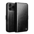 For iPhone 17 Pro Max QIALINO Classic 103 Buckle Genuine Leather Phone Case(Black) - 1