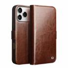 For iPhone 17 Pro Max QIALINO Classic 103 Buckle Genuine Leather Phone Case(Brown) - 1