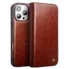 For iPhone 16 Pro Max QIALINO Classic Genuine Leather Phone Case(Brown) - 1