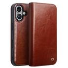 For iPhone 16 Plus QIALINO Classic Genuine Leather Phone Case(Brown) - 1