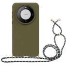 For Huawei Mate 60 Pro Wheat Straw Material + TPU Phone Case with Lanyard(Army Green) - 1