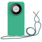 For Huawei Mate 60 Wheat Straw Material + TPU Phone Case with Lanyard(Green) - 1